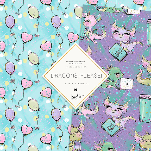 Cute Dragon Patterns in Patterns - product preview 4