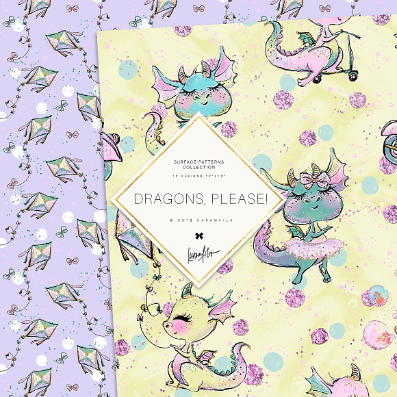 Cute Dragon Patterns in Patterns - product preview 5