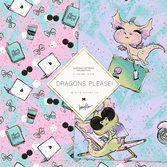 Cute Dragon Patterns in Patterns - product preview 6
