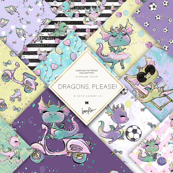 Cute Dragon Patterns in Patterns - product preview 7