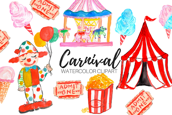 Watercolor Carnival Clipart