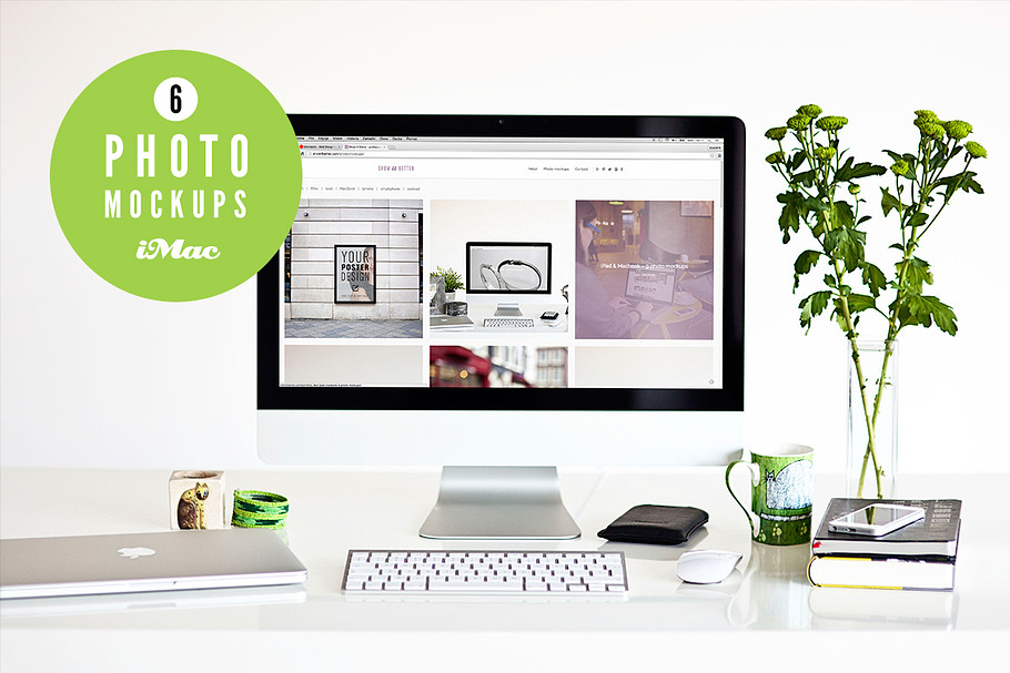 ★ green ★ 6 iMac photo mockups in Mobile & Web Mockups - product preview 8