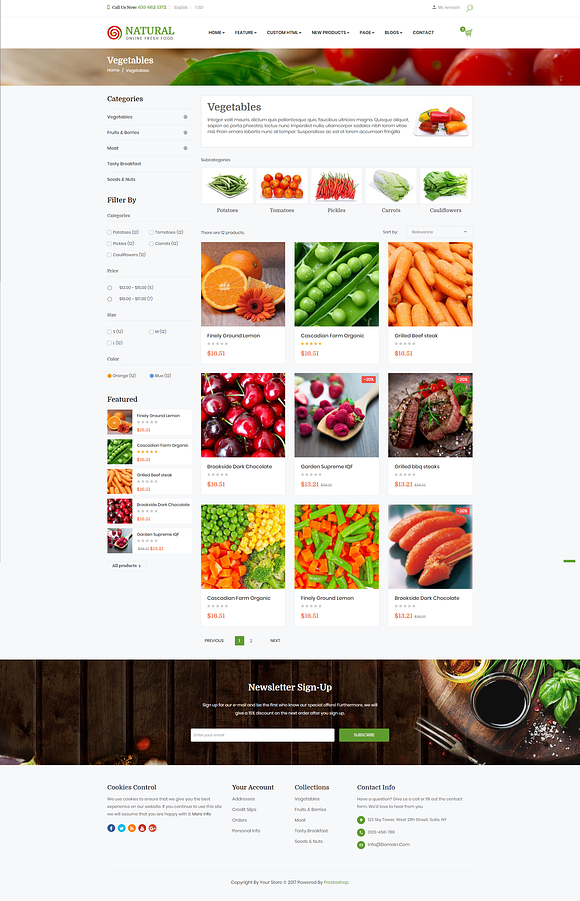 Pts Natural – a beautiful  food them in Bootstrap Themes - product preview 1