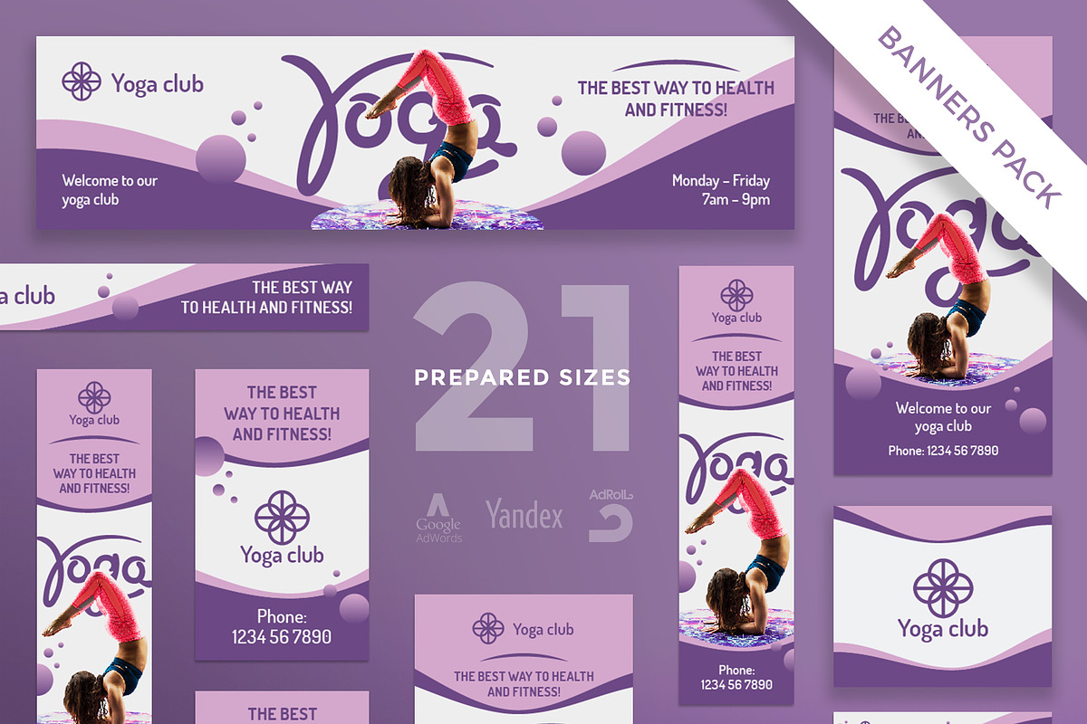 Banners Pack | Yoga Fitness Club in Templates - product preview 8
