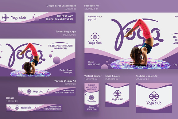 Banners Pack | Yoga Fitness Club in Templates - product preview 1