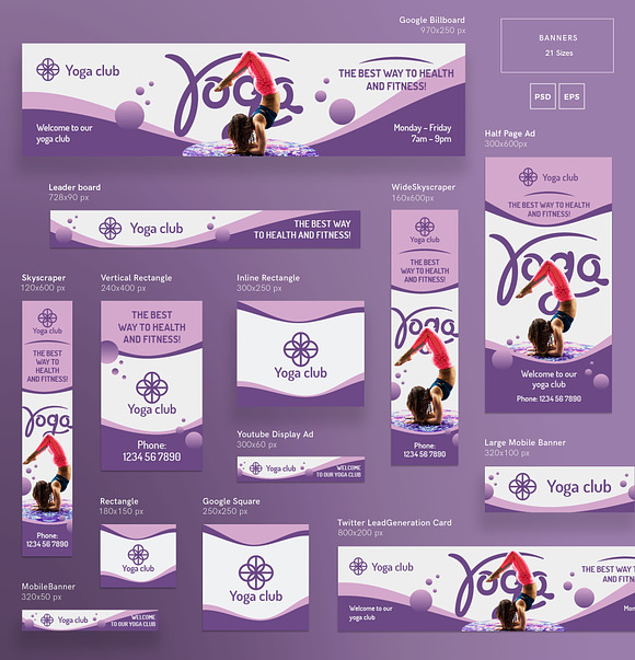 Banners Pack | Yoga Fitness Club in Templates - product preview 2