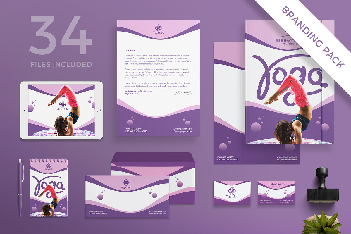 Branding Pack | Yoga Fitness Club in Branding Mockups - product preview 8