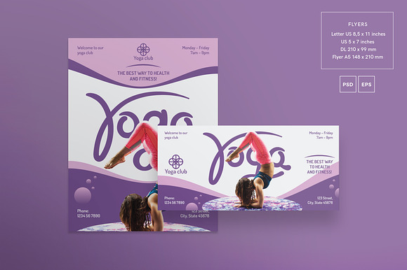 Flyers | Yoga Fitness Club in Flyer Templates - product preview 1