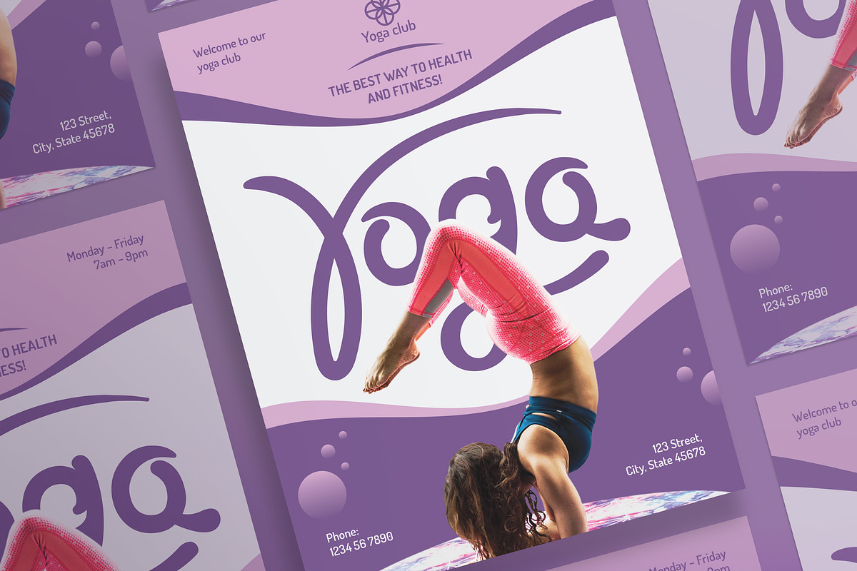 Posters | Yoga Fitness Club in Flyer Templates - product preview 8