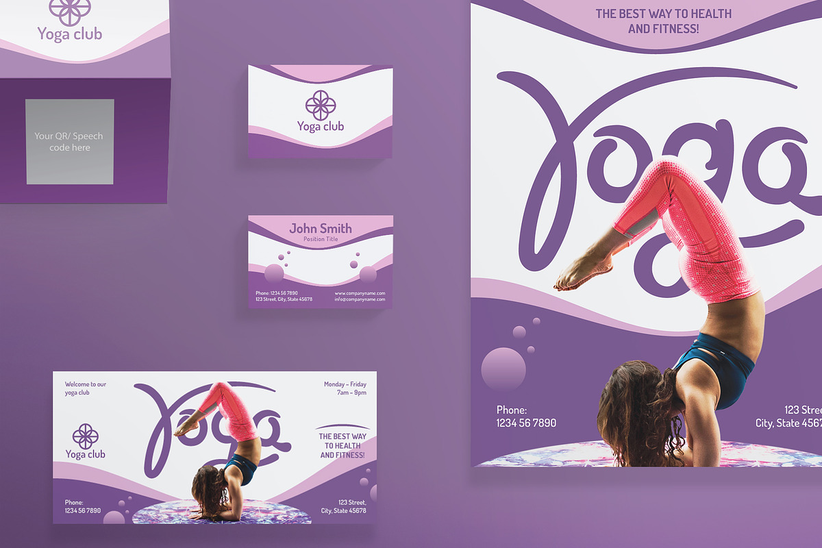 Print Pack | Yoga Fitness Club in Templates - product preview 8