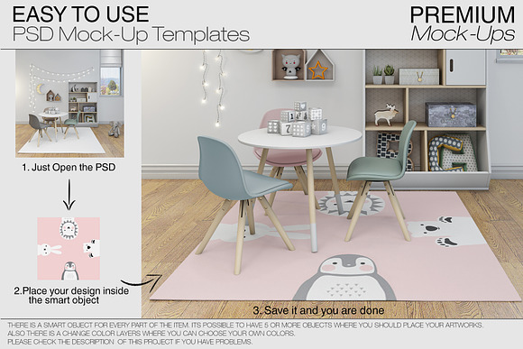 Kids Room Carpets - 4 Shapes in Product Mockups - product preview 14