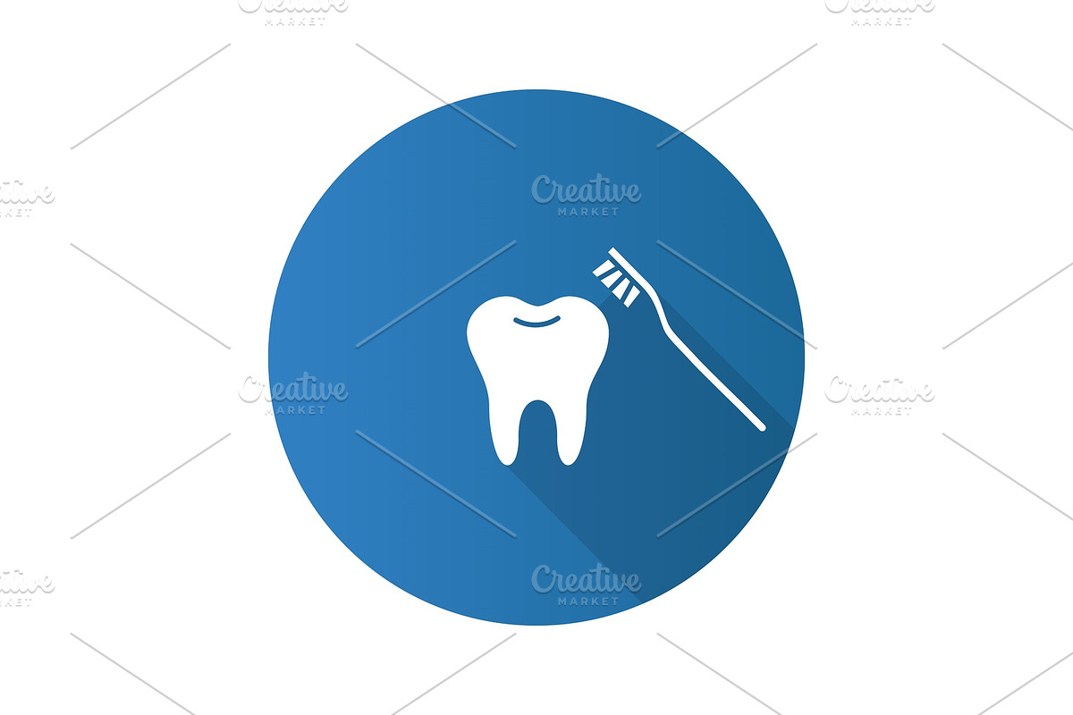 Correct teeth brushing flat design long shadow glyph icon in Graphics - product preview 8