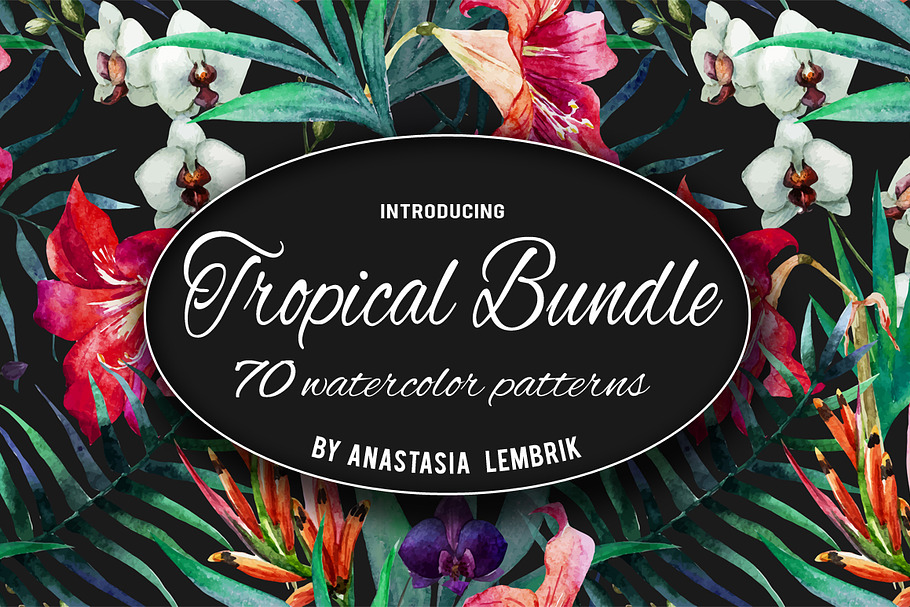Tropical patterns bundle. Watercolor in Patterns - product preview 8