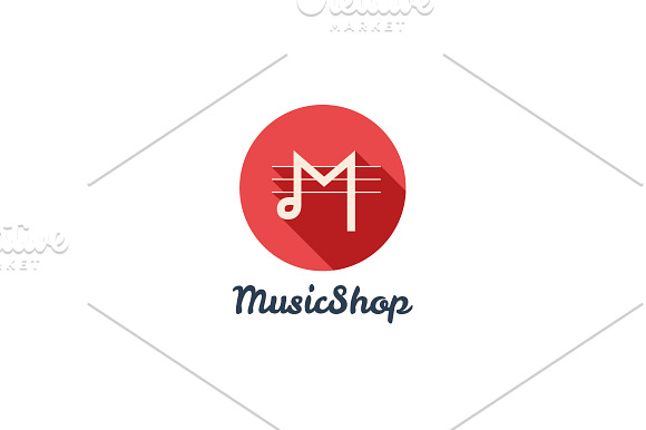 Music Shop. Creative M letter Logo in Logo Templates - product preview 1