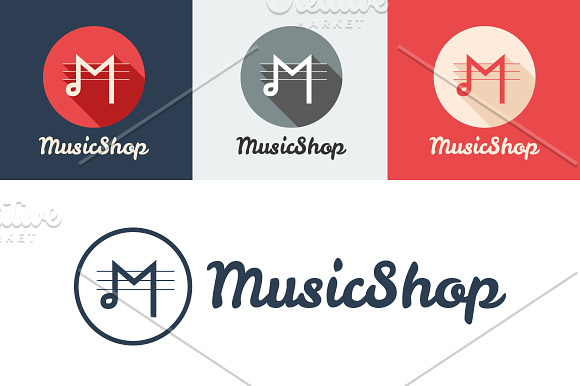 Music Shop. Creative M letter Logo in Logo Templates - product preview 2