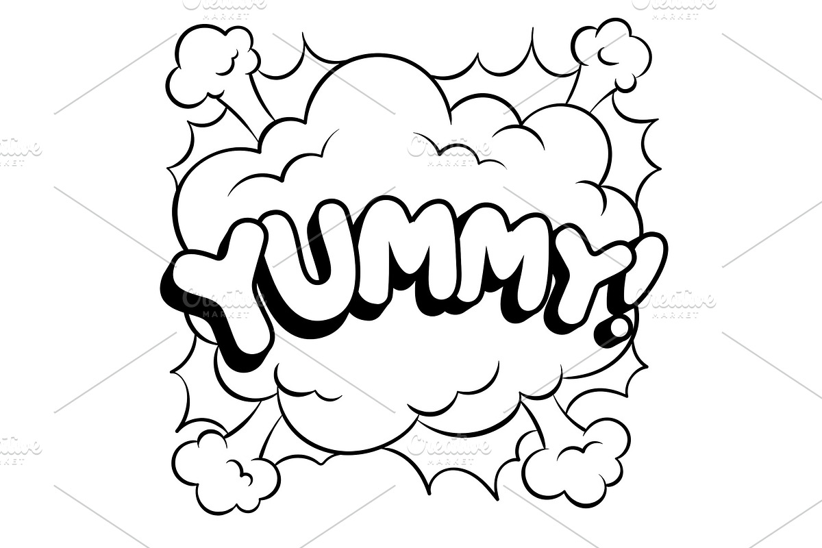 Yummy word comic book coloring vector illustration in Illustrations - product preview 8