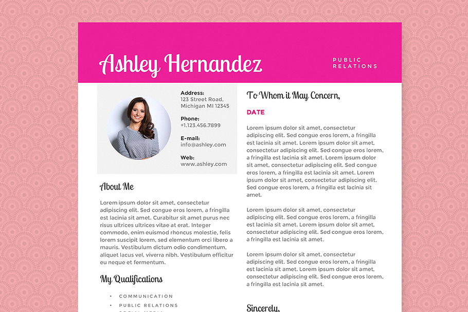 Bright Pink Resume Template Package