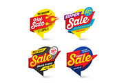 Sale banners template, hot, fire, lightning bubbles