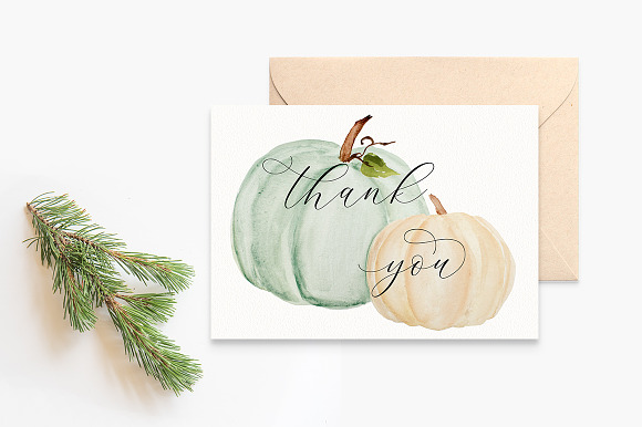 Watercolor Fall Pumpkins, Leaves in Illustrations - product preview 4