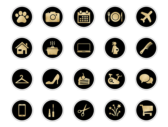 Gold & Black Instagram Icons in Instagram Templates - product preview 1