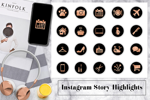 Black & Copper Instagram Highlights