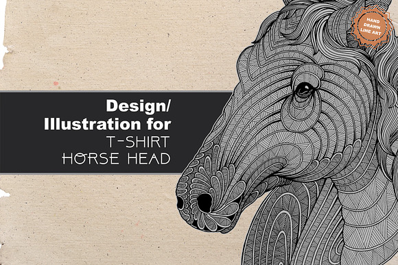 Horse T-shirt design (Hand drawn) in Illustrations - product preview 1