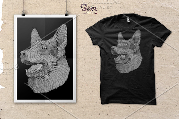 Dog T-shirt design (Hand drawn) in Illustrations - product preview 2