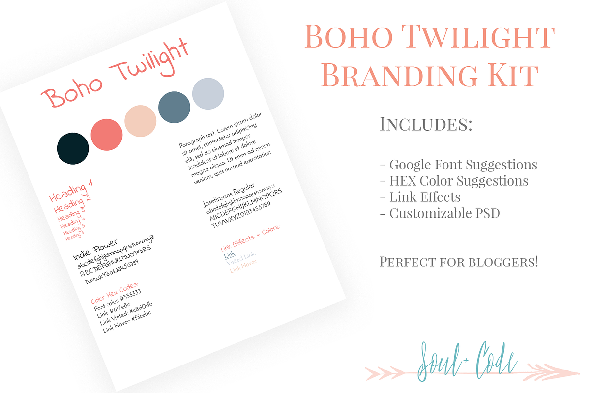 Boho Twilight Blog Branding Kit in Photoshop Color Palettes - product preview 8