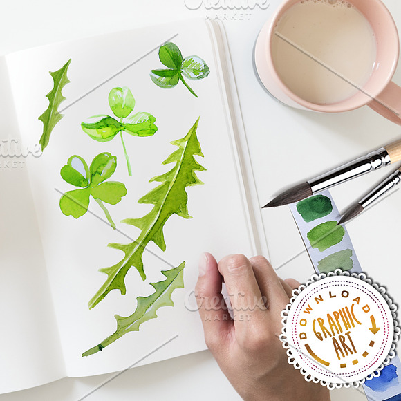 Summer Dandelion Clipart Watercolor  in Illustrations - product preview 1