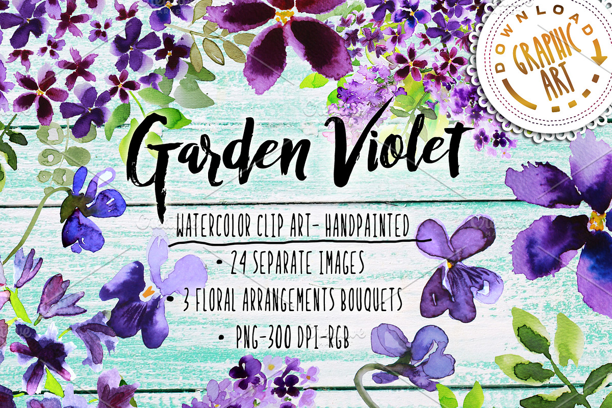 Garden Violet Clipart Purple Bouquet in Illustrations - product preview 8