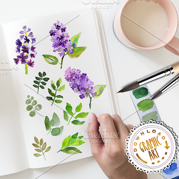 Garden Violet Clipart Purple Bouquet in Illustrations - product preview 2