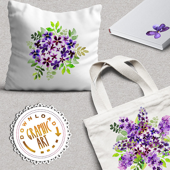 Garden Violet Clipart Purple Bouquet in Illustrations - product preview 5