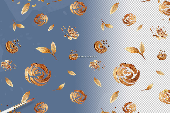 Blush & Gold Floral Clipart in Illustrations - product preview 10
