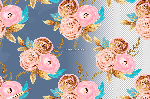 Blush & Gold Floral Clipart in Illustrations - product preview 14
