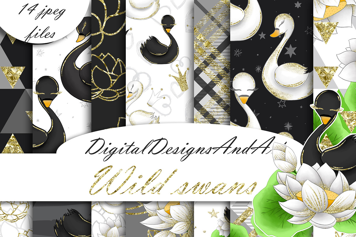 Wild swans patterns in Illustrations - product preview 8
