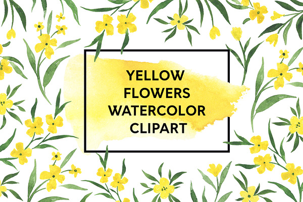 Yellow Flowers Watercolor Clipart