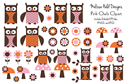 Pink Owls Clipart