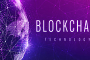 Blockchain technology futuristic hud banner.