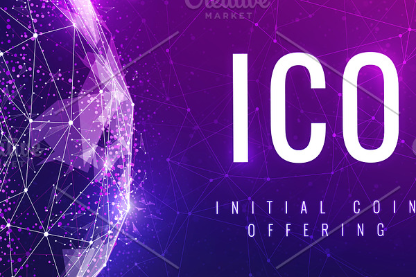 ICO initial coin offering ultraviolet banner.