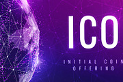ICO initial coin offering ultraviolet banner.