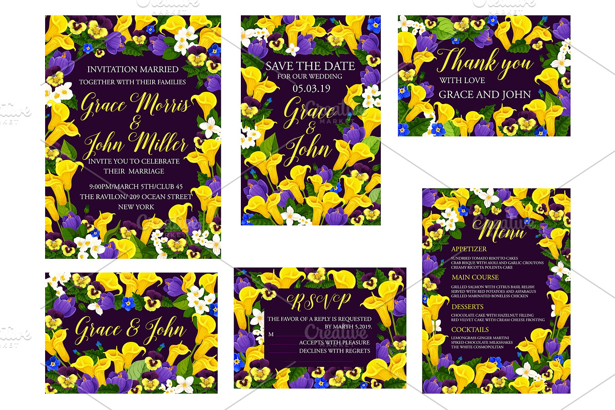 Wedding floral banner for invitation template in Illustrations - product preview 8