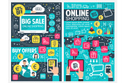 Online shopping banner of web business technology