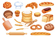 Bread watercolor icon of bakery and pastry food
