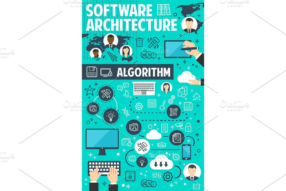 Software architecture banner of network technology in Illustrations - product preview 8