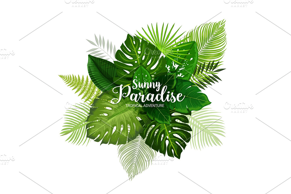 Summer tropical poster with green leaf of palm in Illustrations - product preview 8
