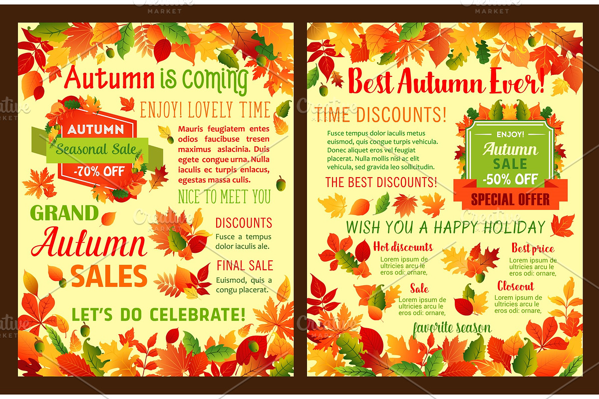 Autumn sale shop discount vector leaflet or poster in Illustrations - product preview 8