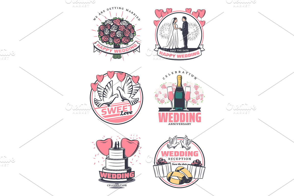 Wedding celebration vintage symbol design in Illustrations - product preview 8