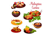 Malaysian cuisine icon with exotic dinner dish