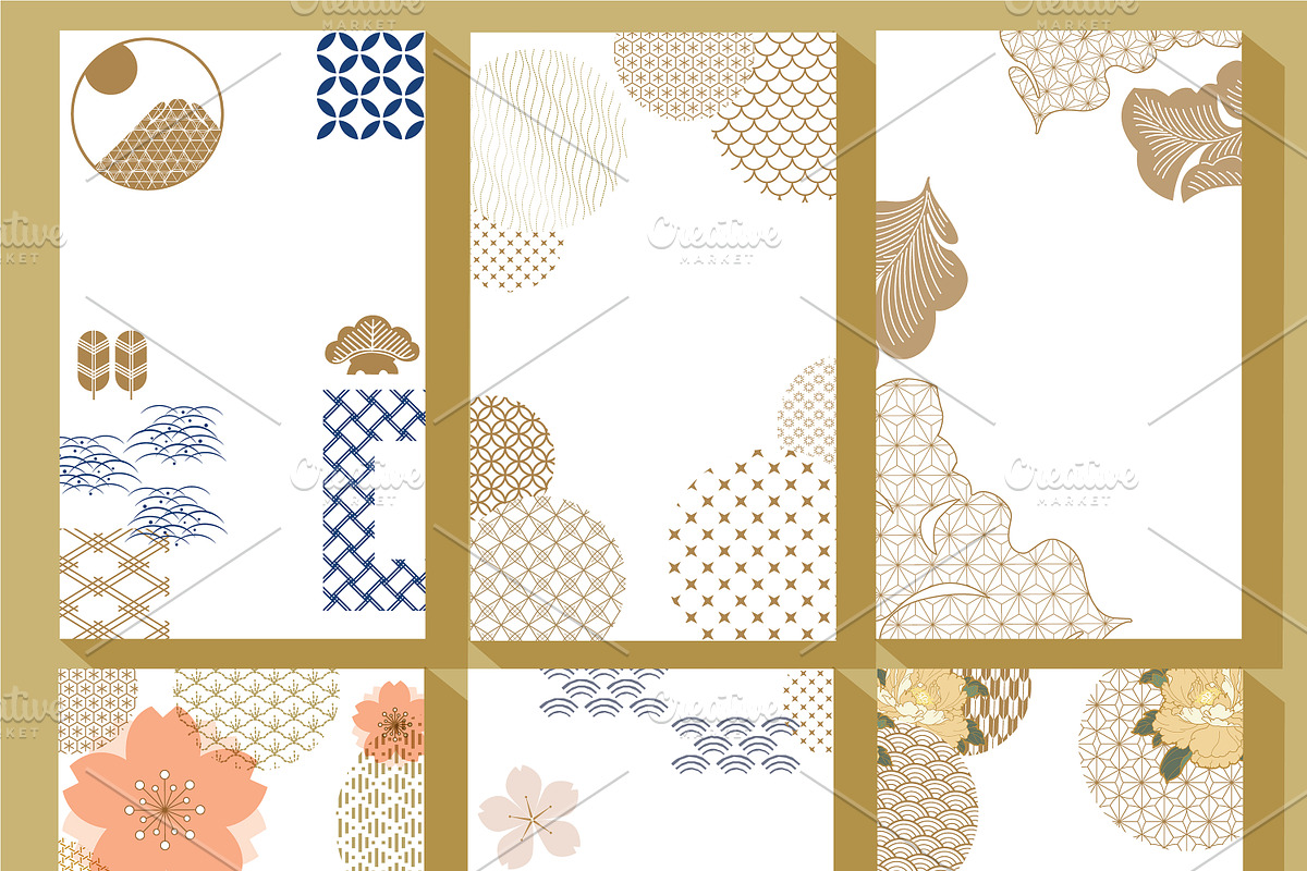 Japanese style template card vector in Illustrations - product preview 8