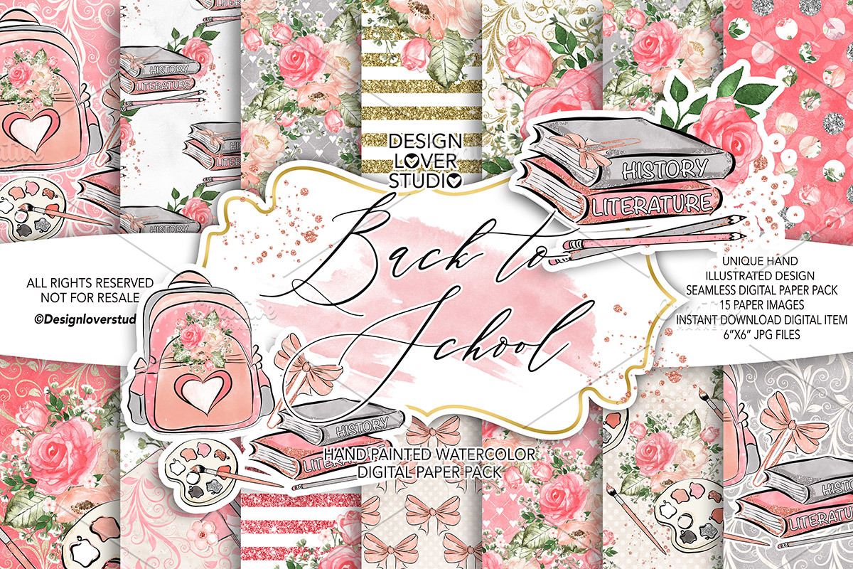 Back to School digital paper pack in Patterns - product preview 8